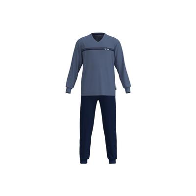 Schlafanzug TOM TAILOR "Pyjama Pyjama lang V-Neck", Herren, Gr. XL, blau, Obermaterial: 100% Baumwolle CO., Homewear-Sets Schlafanzug