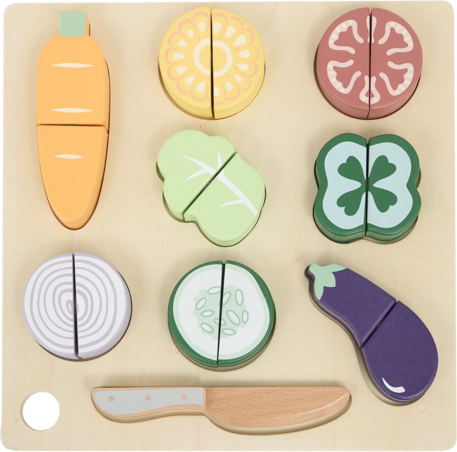 Tooky Toy Wooden Play Cutting Vegetables Set for Kids - 8 Wooden Vegetables with Hook-and-Loop Fasteners