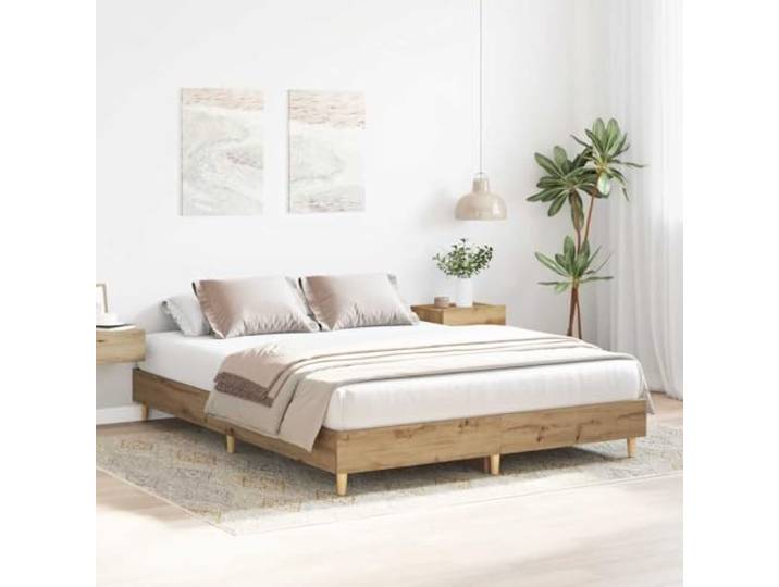 KTHLBRH Bettrahmen Eiche Handwerk 150 x 200 cm Lattenrost inklusive, technisches Holz, stabile Beine, ohne Matratze