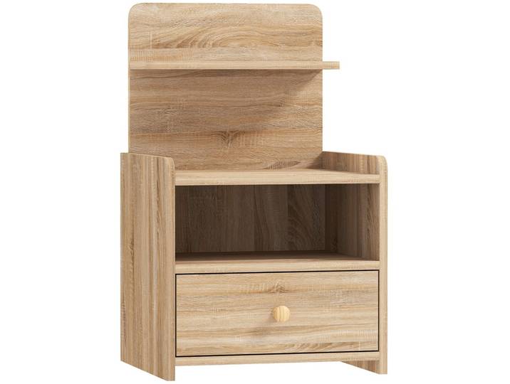 NACHTTISCH mit Schublade, Beistelltisch, Nachtschrank mit offenen Ablage Natur