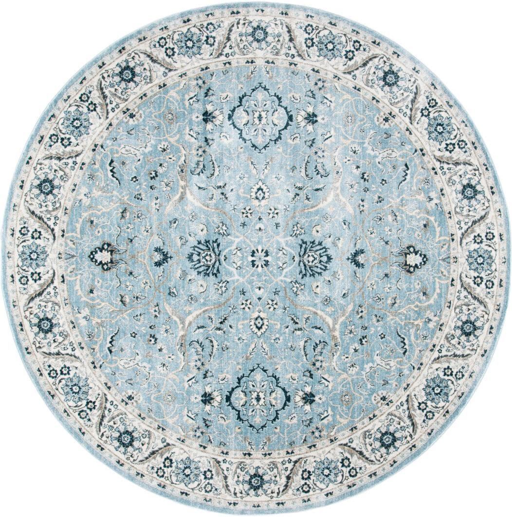 Latitude Vive Pearce Oriental Area Rug Light Blue Round 122cm