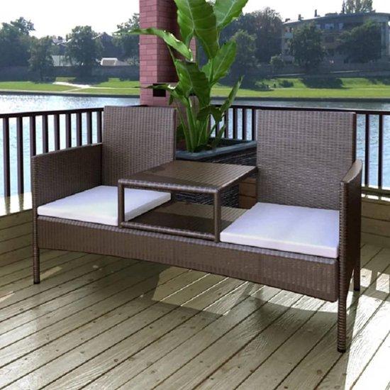 Famanu Gartenbank mit Tisch für 2 Personen - Wetterbeständiges Rattan Gartenmöbel