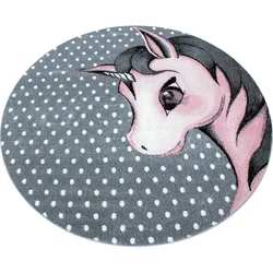 SPIELTEPPICH TASNA in Rosa, mit Einhorn-Motiv, Ø 120 cm