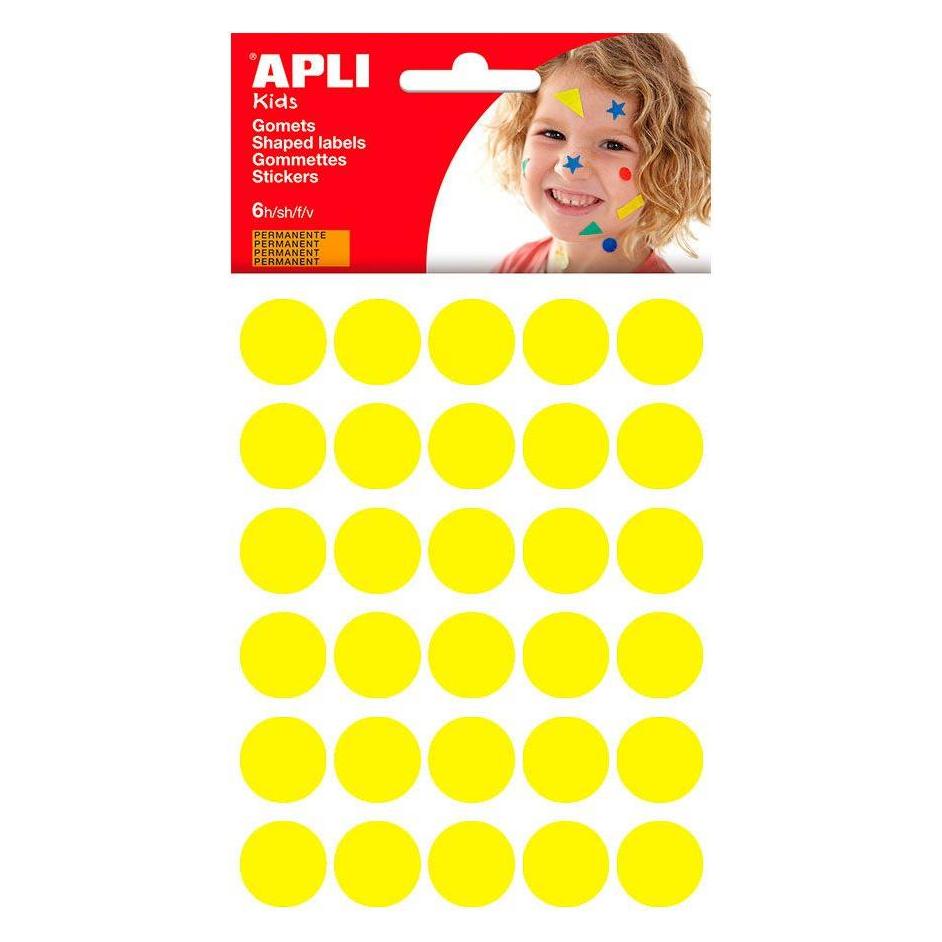 Apli Blister 180 Stück. runde Gomets gelbe Farbe Grösse ø20mm. (180 Sticker) (49419241)