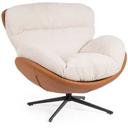 Drehsessel Adinda aus Stoff, modernes Design, drehbar, beige cognac, gepolstert, Bizzotto