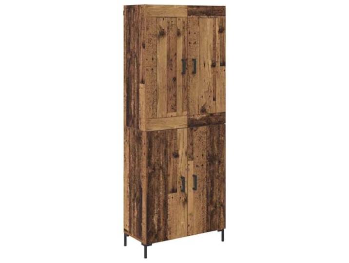GFMGUEMV Highboard 2 pcs Altholz Holzwerkstoff mit Metallbeinen und Türen Robuster Holzwerkstoff, quadratische Metallgriffe, stabile Metallbeine, vielseitig als Buffet oder Stauraum nutzbar