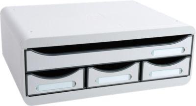 Exacompta TOOLBOX Lichtgrau, Ablagemodul A4+ mit 4 Schubladen, 27 cm tief, 13,5 cm hoch, stapelbar, 25 Jahre