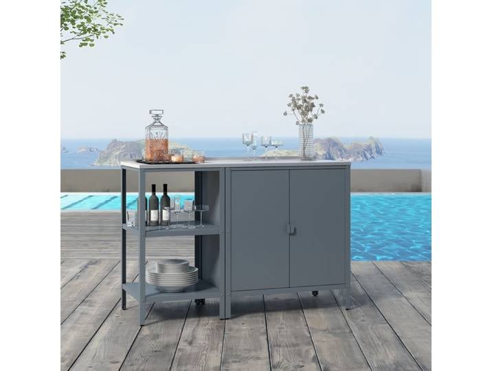 Set de meubles de jardin 2 pièces Bolognano acier gris foncé mat et argent casa.pro