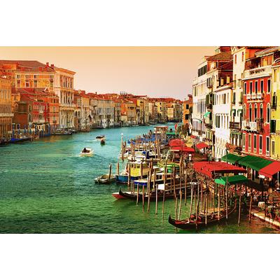 Fototapete PAPERMOON "VENEDIG-INSEL ALT STADT RETRO VINTAGE MEER STRAND KANAL", bunt, B:4,5m L:2,8m, Vlies, Tapeten