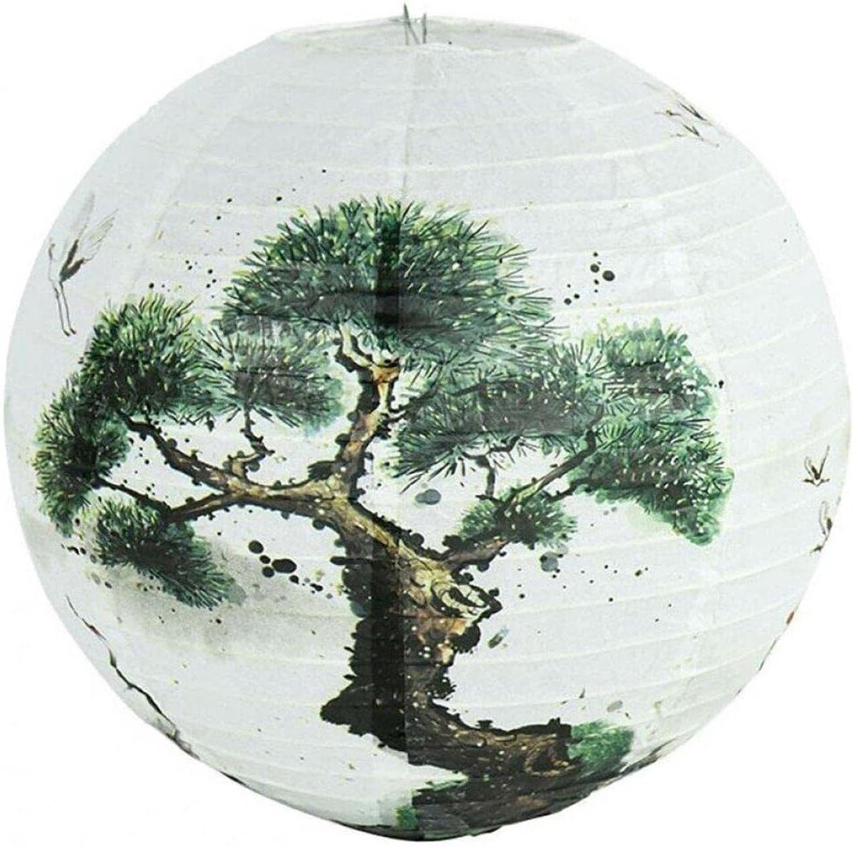 Papieren lantaarn lampenkap in klassieke ronde stijl, wit, diameter: 30 cm