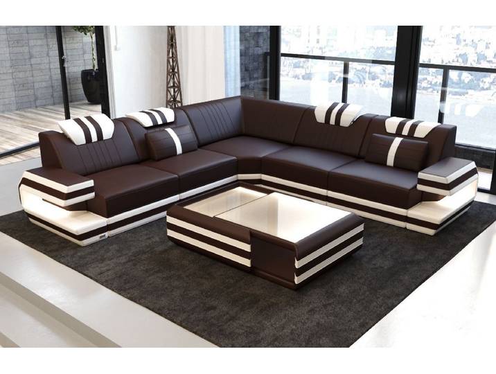 Sofa Dreams Ecksofa Ragusa L Form Leder, Couch, mit LED, Designersofa