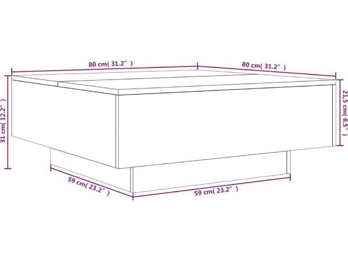 vidaXL Table basse avec lampes LED Gris Sonoma 80x80x31 cm