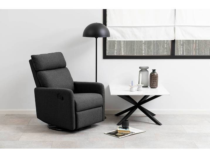 home24 Relaxfauteuil grijs geweven stof 94 x 99 x 67cm