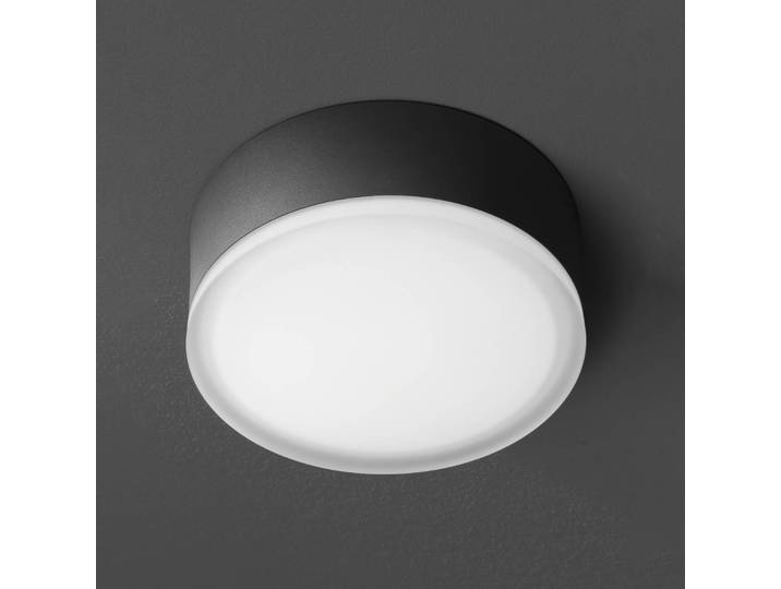 LCD LED-Deckenleuchte 1421 für außen, graphit Ø 20,5cm 1420/1421, schwarz, Aluminium