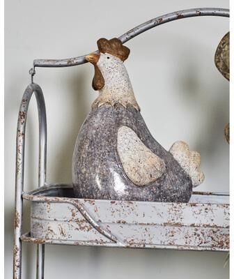 ARCILLA ELEMENTAL Gray Polystone Indoor Outdoor Rooster Decorative Garden Sculpture