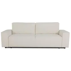 Casapy, Sofa + Bettsofa, 3-Sitzer-Schlafsofa - JOSH - Cremefarbener Frotteestoff - Aufbewahrungsbox - 239 x 86 x 85 cm (3-Sitzer)