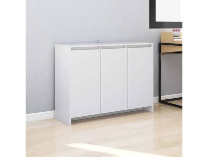 RJPLMFV Anrichte, weiß, 3 Türen, 102 x 33 x 75 cm, Holz TV-Schrank, weißer Aufbewahrungsschrank, Innenregale, robuste Oberseite für Dekoration