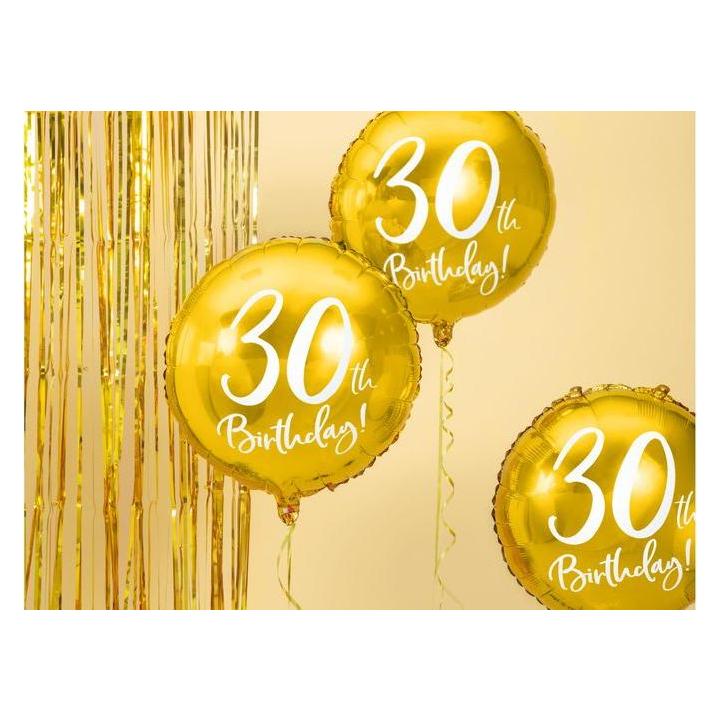 Partydeco Ballon 30 Jahre Aluminium in Gold (1x) (FB24M-30-019)