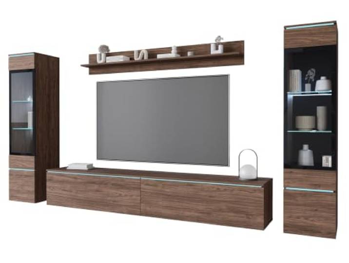 MINIO go for it - Wohnwand 4-Teilig Set Veve 2, Hängend/Stehend - mit LED