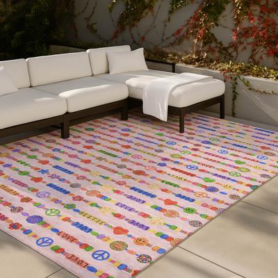 Addison Rugs Machine Washable Indoor/ Outdoor Peace Love Chantille Rug