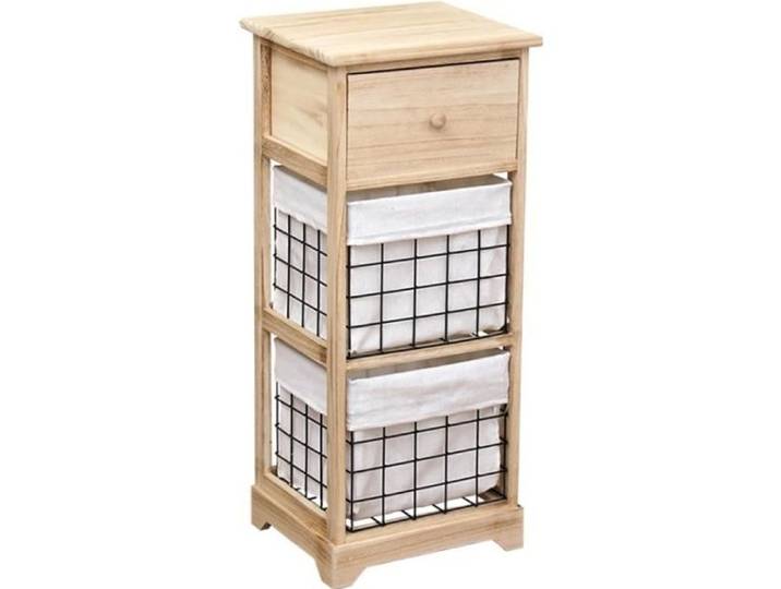 Chiffonnier bois 1 tiroir 2 paniers naturel