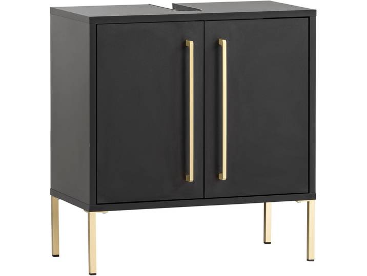 Waschbeckenunterschrank SCHILDMEYER Sarah , schwarz, B:57,1cm H:61,2cm T:30,1cm, FSC-zertifizierter Holzwerkstoff, Schränke, Waschbeckenunterschrank, Solide Verarbeitung - Dieses Produkt ist in Deutschland gefertigt