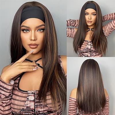 22-Zoll-Synthetik-Stirnbandperücke mit langen, geraden Strähnen – verwandeln Sie Ihren Look im Handumdrehen!