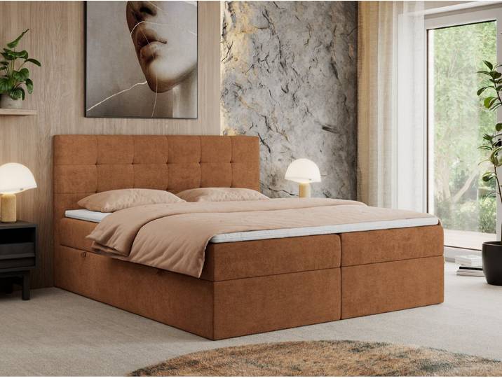 MKS MÖBEL Boxbett CENTOS (Boxspringbett - Set, Packung, Gepolsterte Kopfstütze, T30-Schaum, Topper T25/Visco, Modern), Doppelbett, Multipocket-Matratzen, zwei Bettkästen