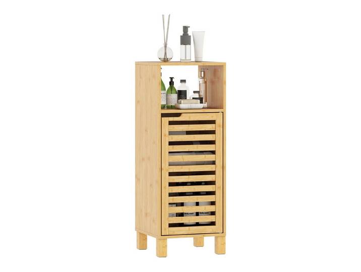 FELIXLEO Stauraumschrank Badezimmerschrank, offenes Regal, Schrank, Bambusholz (1-St)