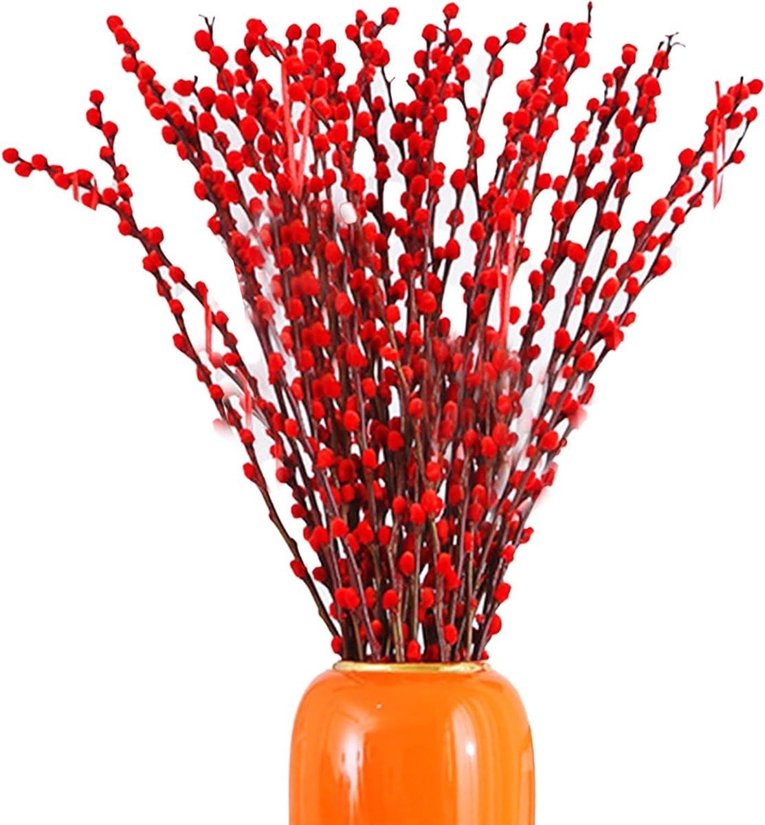 Kunstbloemen Pruimenbloesem - 40 stuks zijden takken met beweegbare stelen - Rood