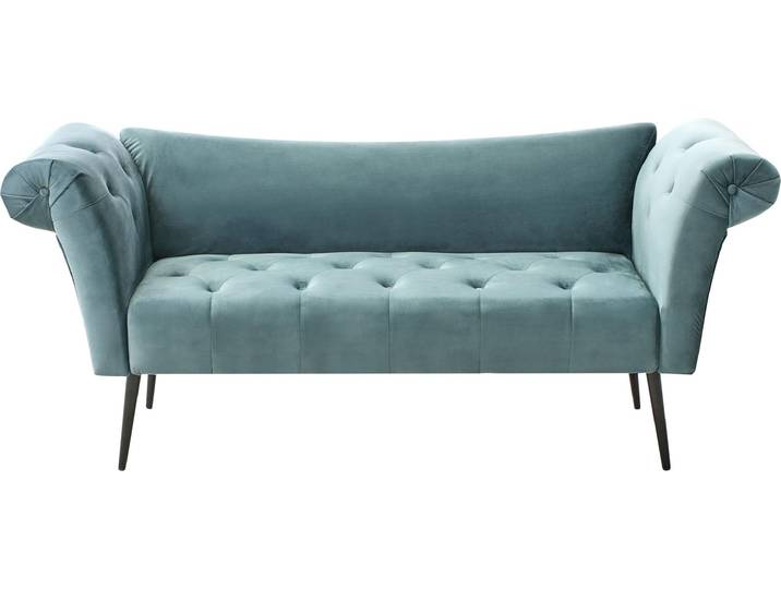 BELIANI Chaiselongue Blaugrün Samt Gesteppt mit Armlehnen Beidseitig Schwarze Metallfüße Retro Design Chesterfield Stil Wohnzimmer Récamiere