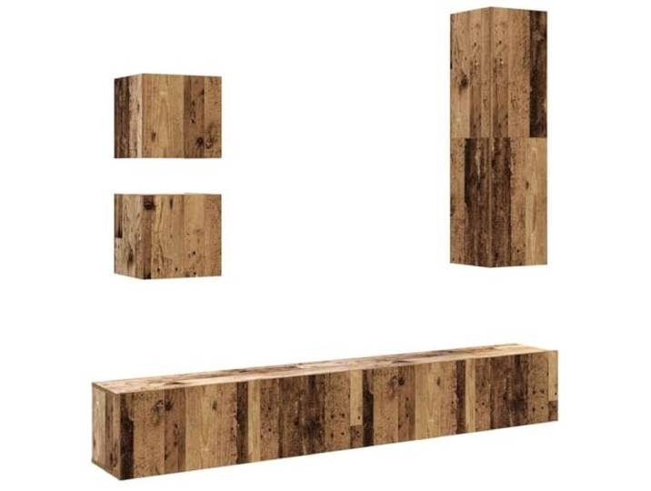 Makastle TV-Schrank Set 5-TLG. Wandmontage Altholz-Optik