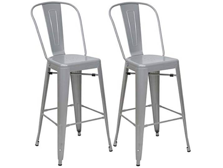 Mendler 2er-Set Barhocker HWC-A73 Metall Industriedesign - grau