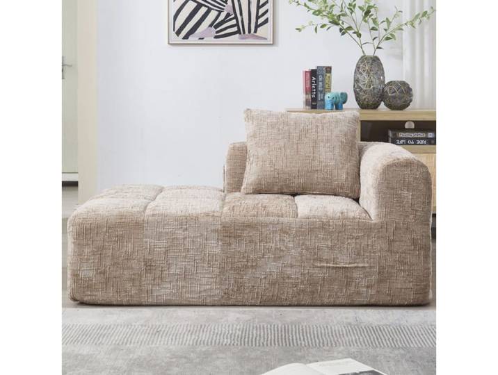 Canapé chaise longue cosy aucun montage requis poches latérales pratiques coussins fournis kaki