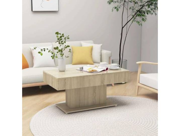 HEFZGDB Couchtisch Sonoma-Eiche 96x50x45 cm Holzwerkstoff, Stabiler Beistelltisch mit robuster Tischplatte für Wohnzimmer, pflegeleichtes Möbelstück für Getränke und Deko