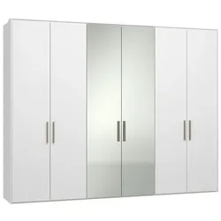 Jutzler Kleiderschrank Liventio 300 x 236 cm Glas Weiß, Transparent Weiß / Spiegel