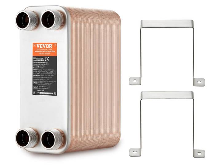 Échangeur de chaleur VEVOR\,127 x 305 mm\, 80 plaques\, échangeur de chaleur à plaques brasées\, cuivre/316L acier inoxydable Échangeur de chaleur eau-eau