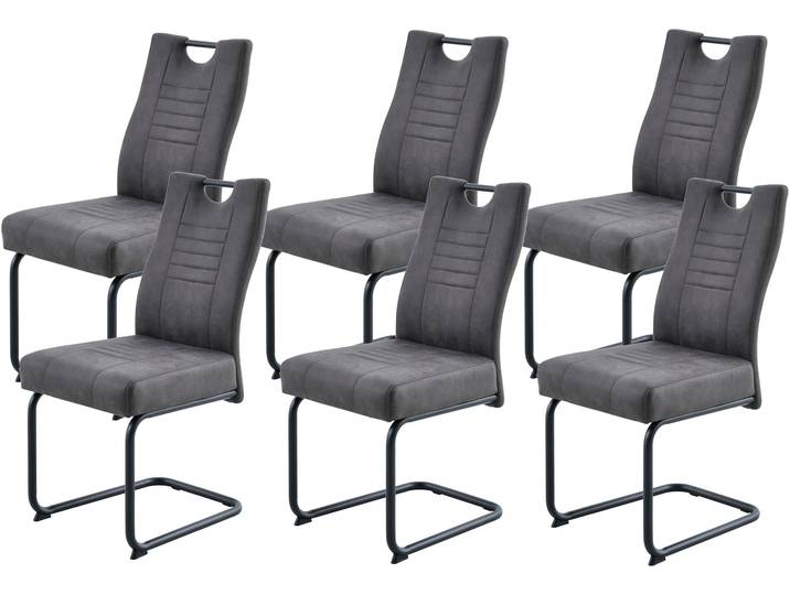 Freischwinger GOODPRODUCT Altona , anthrazit, schwarz, 6 Stk., Microfaser, Stühle, Freischwinger, Federkern und Griff, 140 Kg Belastbarkeit, 2er und 6er Set