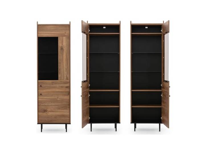 Lomadox Vitrinenschrank Eiche Nb. Wohnzimmer Möbel im modernen Vintage Design, B/H/T ca. 60/200/40 cm