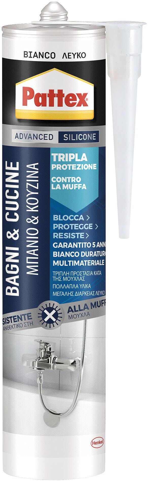 Pattex SILICONE NEUTRO  PER SANITARI TRIPLA PROTEZIONE BIANCO 300 ml ANTIMUFFA
