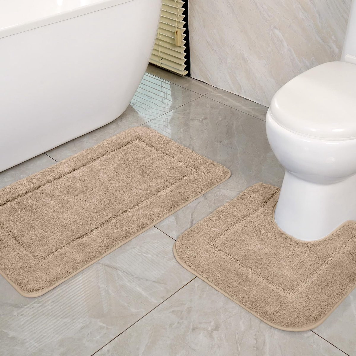 Unyqoos Zachte en Absorberende Badmatset met Antislip voor Badkamer en Toilet