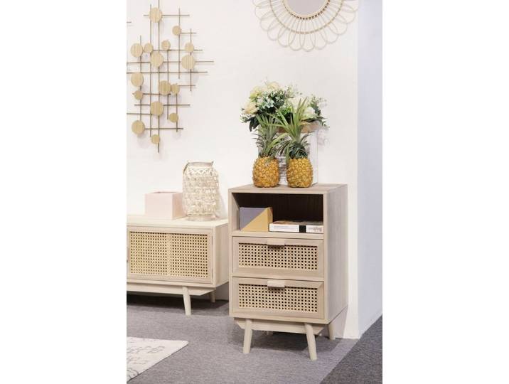 SalesFever Kommode Vejle Design-Sideboard für Stauraum, Charmante Schubladenfronten aus stilvollem Rattangeflecht