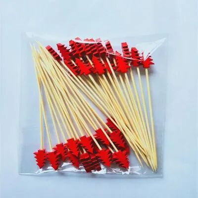 Discount Dollar Deals Christmas Fruit Sticks, Disposable Bamboo Sticks For Xmas Ornaments red Tree