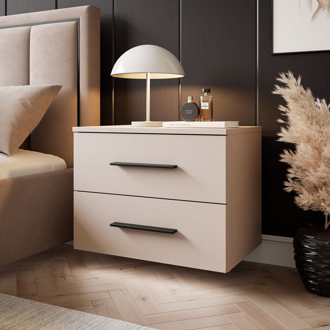 Metro 55 cm W Bedside Table Cashmire/Black 42cm H X 55cm W X 37cm D