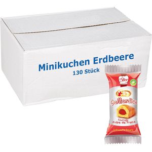 Le-Ster Kuchen Minikuchen Erdbeere, mit Fruchtfüllung, Rührkuchen, einzeln verpackt, je 30 g, 130 Stück