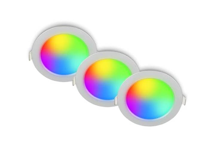 BRILONER - 3er Set LED Einbaustrahler 230V mit Fernbedienung, dimmbar, RGB, CCT wamweiß bis kaltweiß, LED Spot, Deckenspots, Einbauleuchten, Badezimmer, Einbauspots, 12x4 cm, Chrom-matt