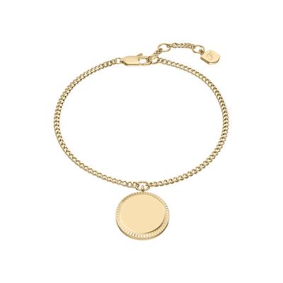 Armband FOSSIL "Schmuck Geschenk Edelstahl Armschmuck Kreis Scheibe Ellis", gold (gelbgoldfarben), Armbänder, Damen, 19,5cm, Edelstahl, Armband