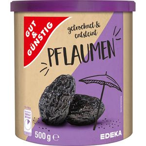 Gut&Günstig Trockenfrüchte Pflaumen, getrocknet und entsteint, ohne Zuckerzusatz, im Becher, 500 g