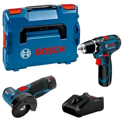 Combo Kit Set mit 2 12V-Werkzeugen: GSR 12V-15/GWS 12V-76, 2x Akku GBA 12V 2.0Ah