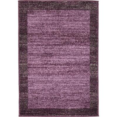 Teppich "Good Times, LAGERRÄUMUNG", lila (violett, elfenbeinfarben), B:66cm H:13mm L:91cm, Polypropylen (PP), MYFLAIR MÖBEL & ACCESSOIRES, Teppiche, Teppich, Kurzflor, gewebt, melierte Optik, mit Bordüre